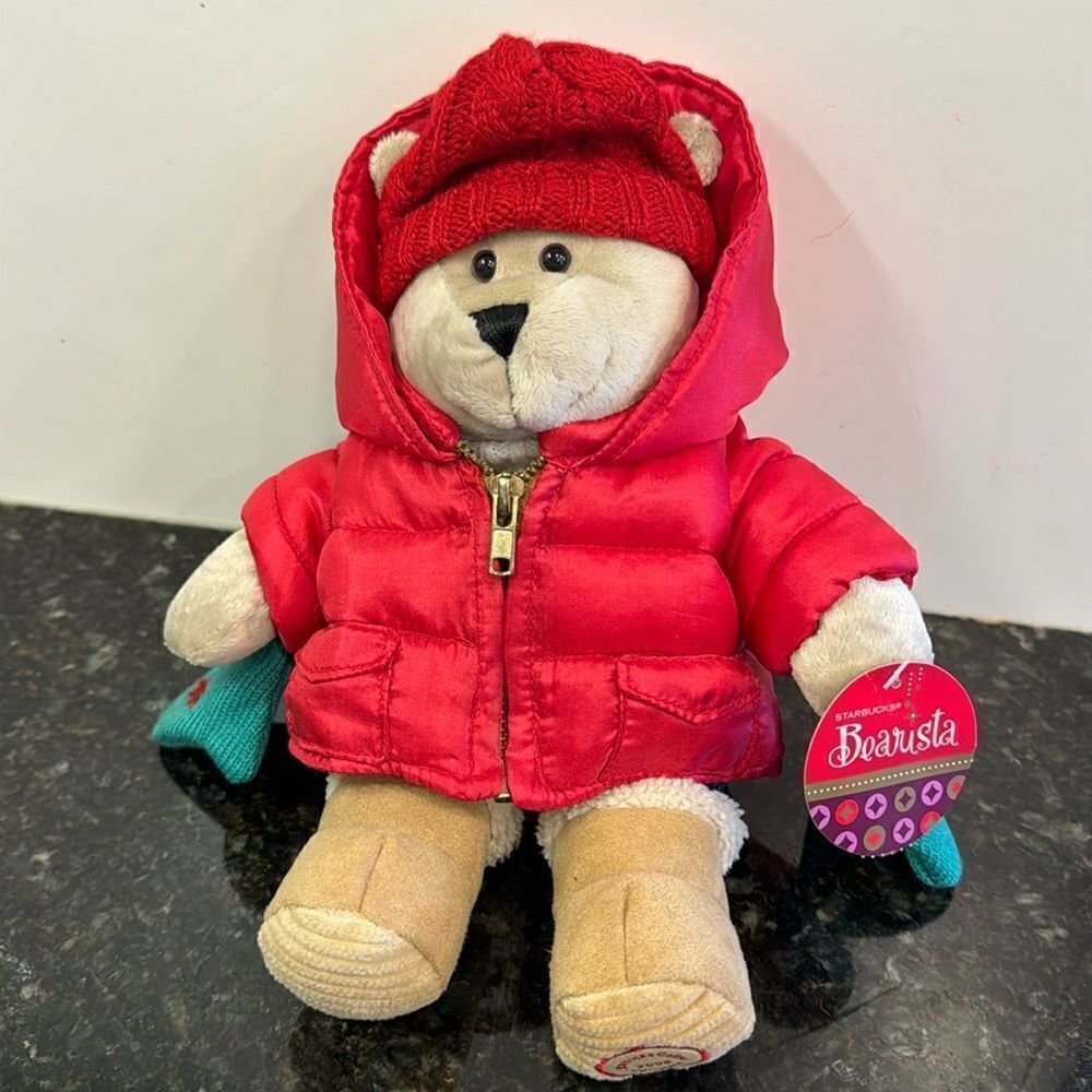 Starbucks Bearista Boy Bear Plush Winter 2006 51st Edition Red Puffy Jacket EUC
